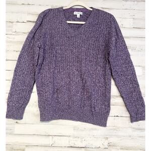 Kim Rogers Sweater Women's Cable Knit Purple Crew Neck Long Sleeve XL